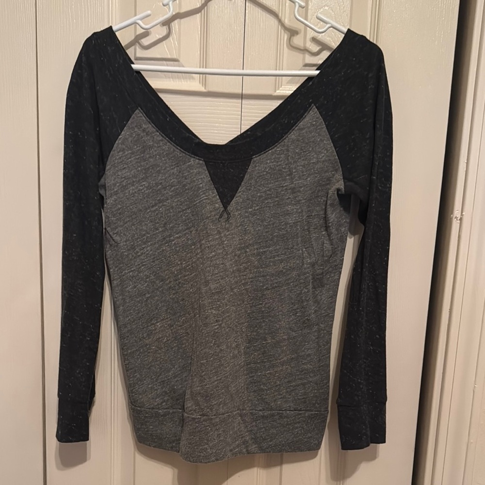 Gray and Black Women's Top